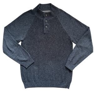 Weatherproof Vintage Knit Sweater Long Sleeve Men's XL 100% Cotton Gray 3 Button